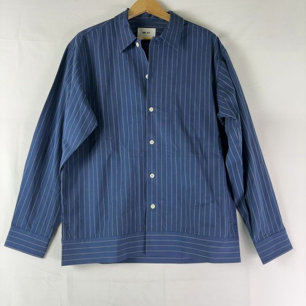 NN07 Men's Overshirt in Blue Stripes